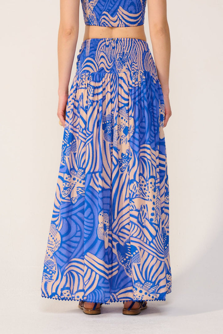 Blue Japonism skirt – Long Skirt Carla by Poupette St Barth, view 5