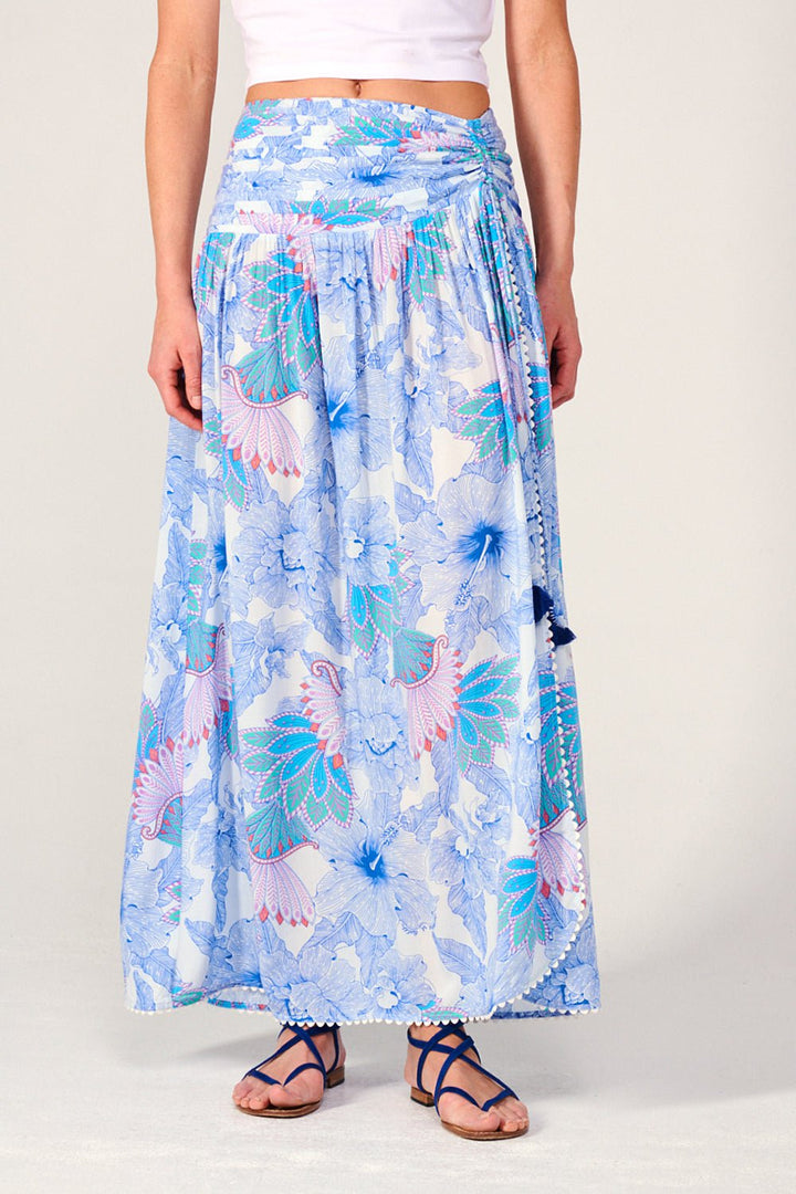 Blue Padang skirt – Long Skirt Carla by Poupette St Barth, view 2
