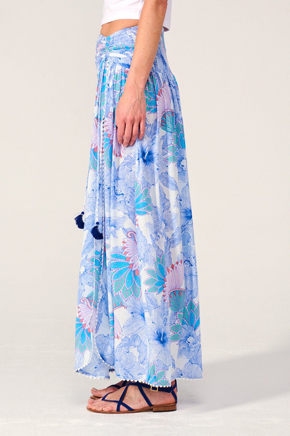 Blue Padang skirt – Long Skirt Carla by Poupette St Barth, view 3