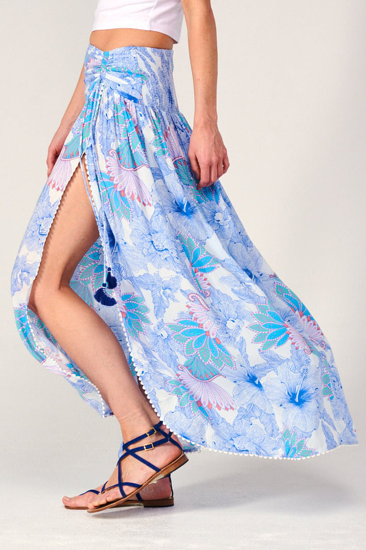 Blue Padang skirt – Long Skirt Carla by Poupette St Barth, view 5