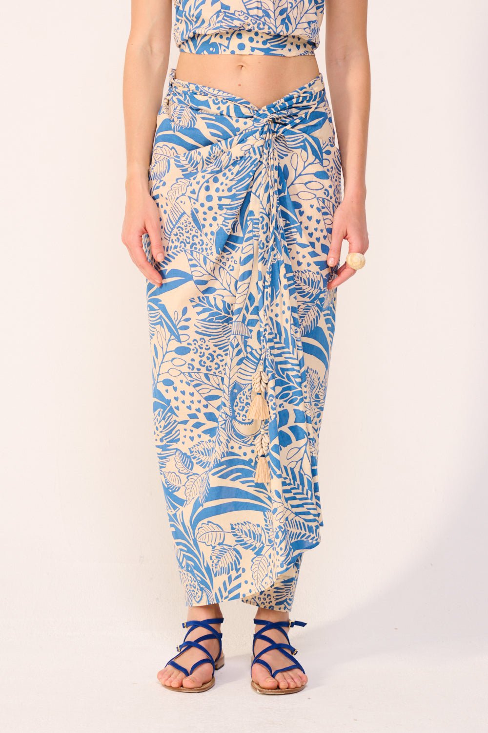 Blue Toucan skirt – Long Skirt Uma by Poupette St Barth, view 3