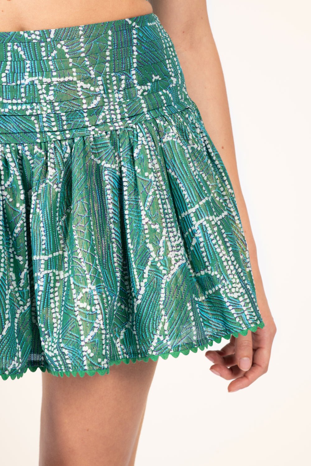 Green Akoya skirt – Mini Skirt Colleen by Poupette St Barth, view 3