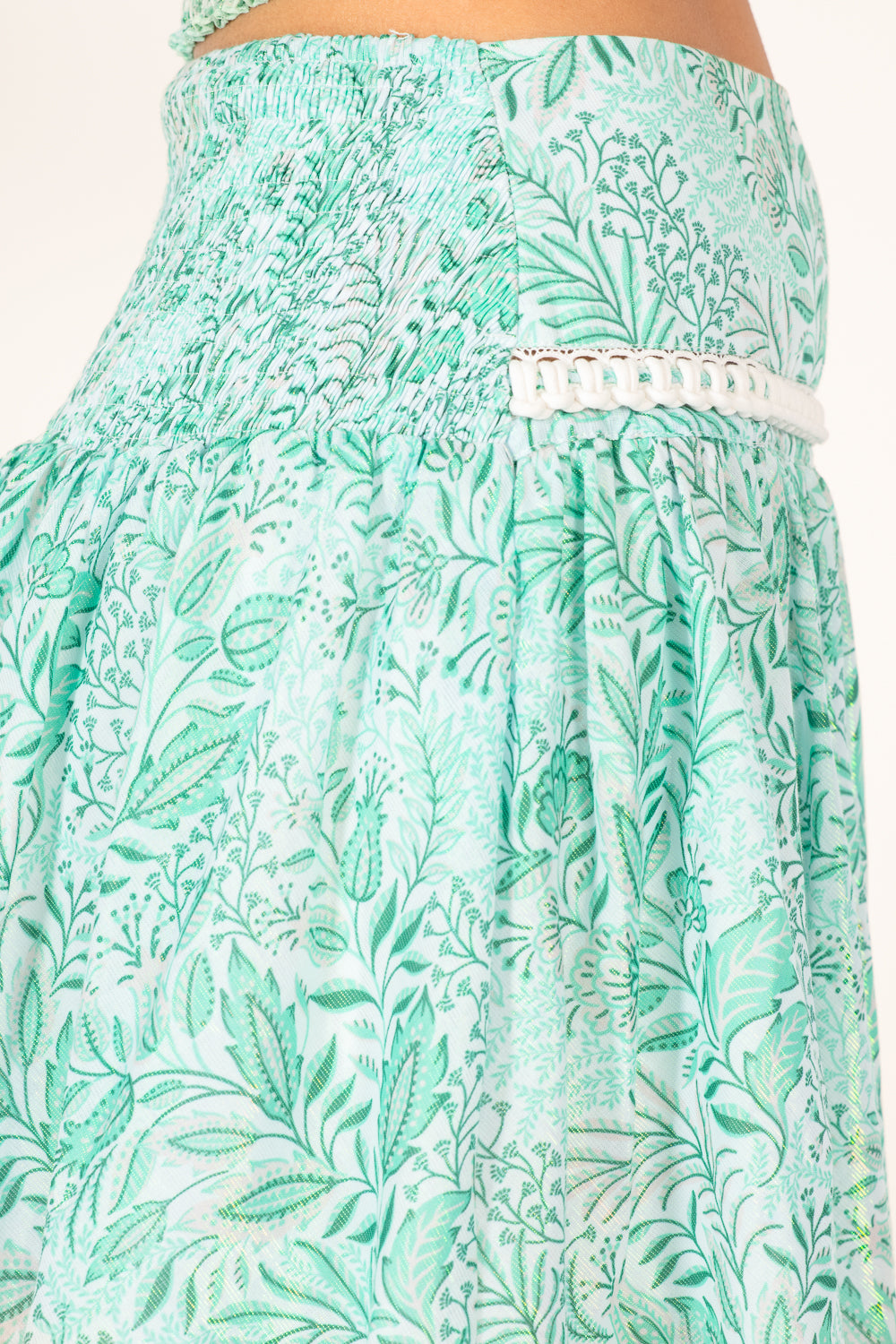 Green Palmarosa skirt – Mini Skirt Angele by Poupette St Barth, view 5