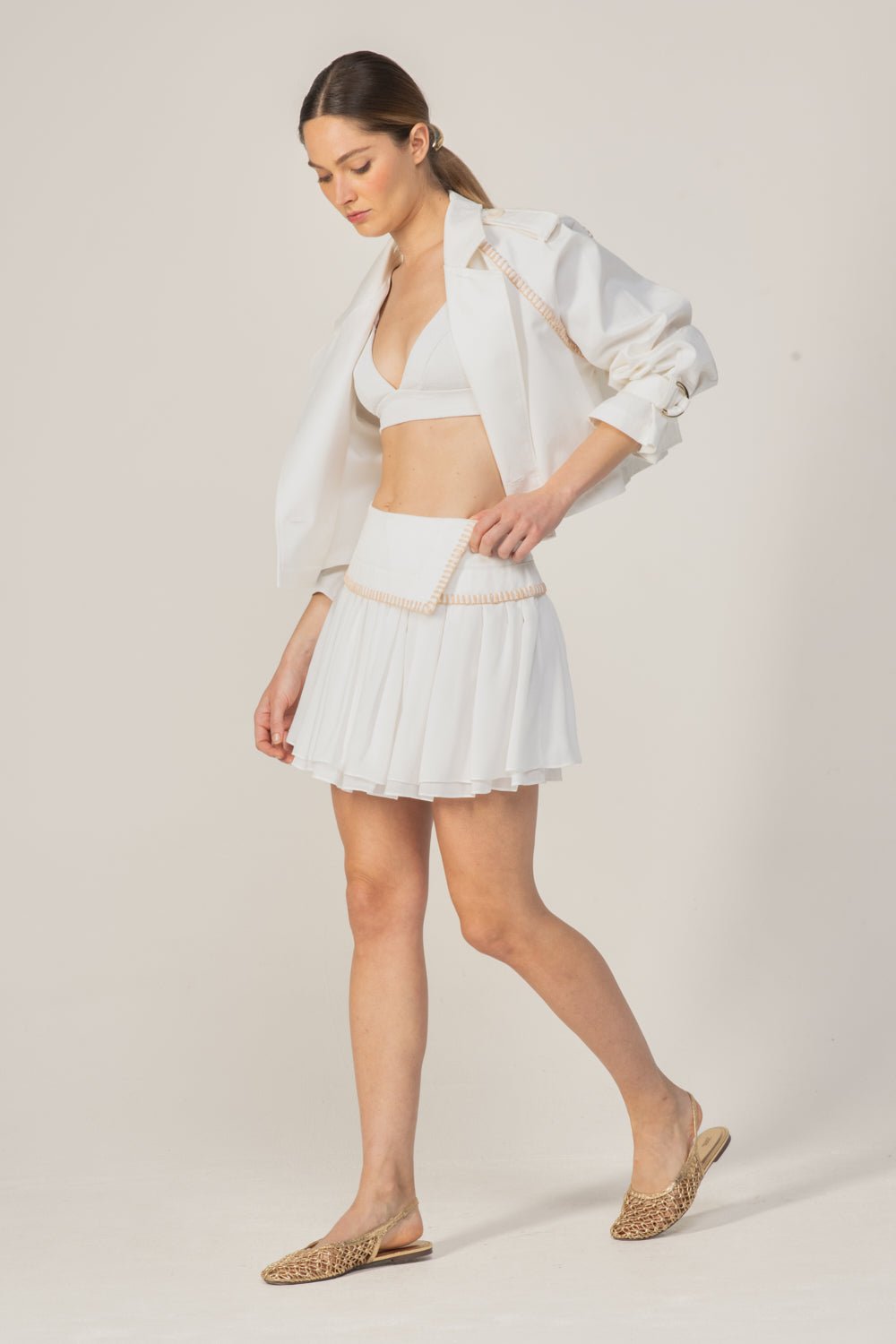 Natural White Provence skirt – Mini Skirt Isla by Poupette St Barth, view 2