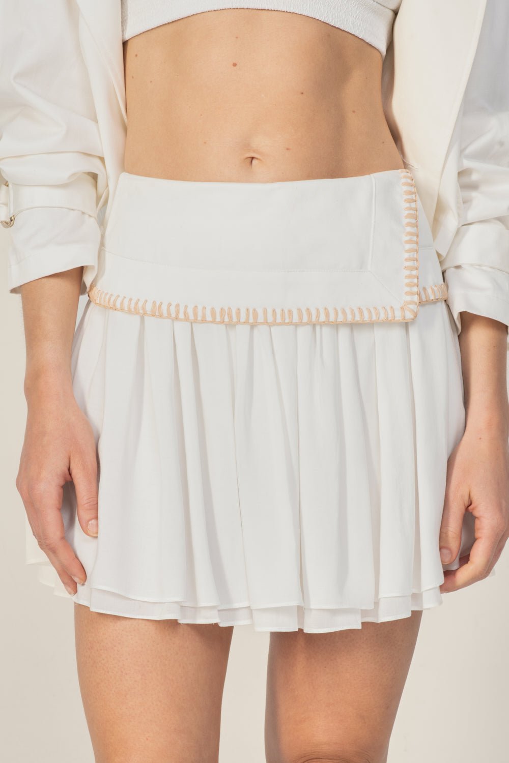 Natural White Provence skirt – Mini Skirt Isla by Poupette St Barth, view 3
