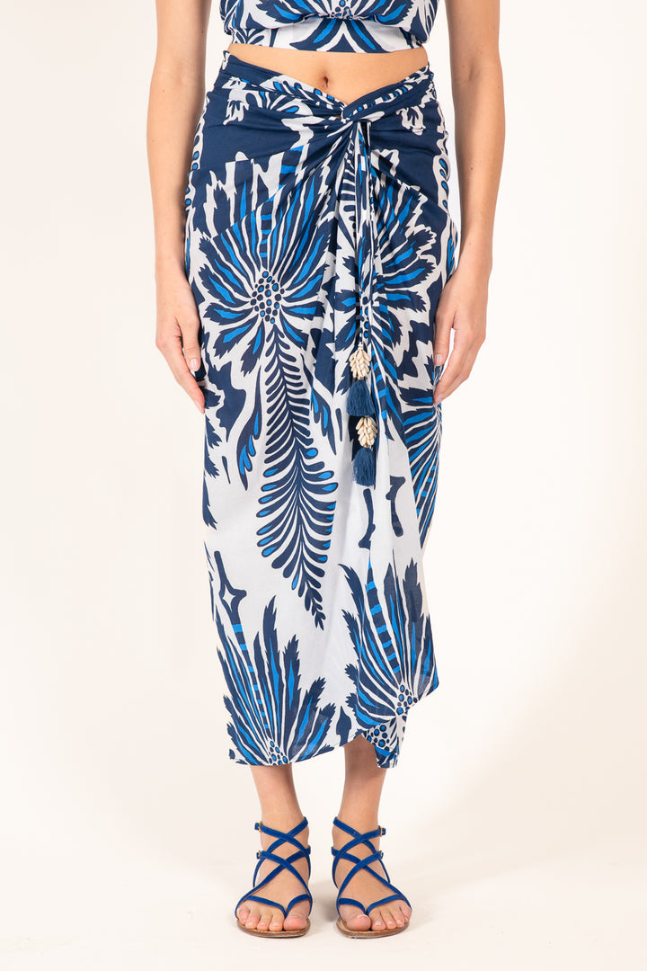 Navy Cartagena skirt – Long Skirt Uma by Poupette St Barth, view 3