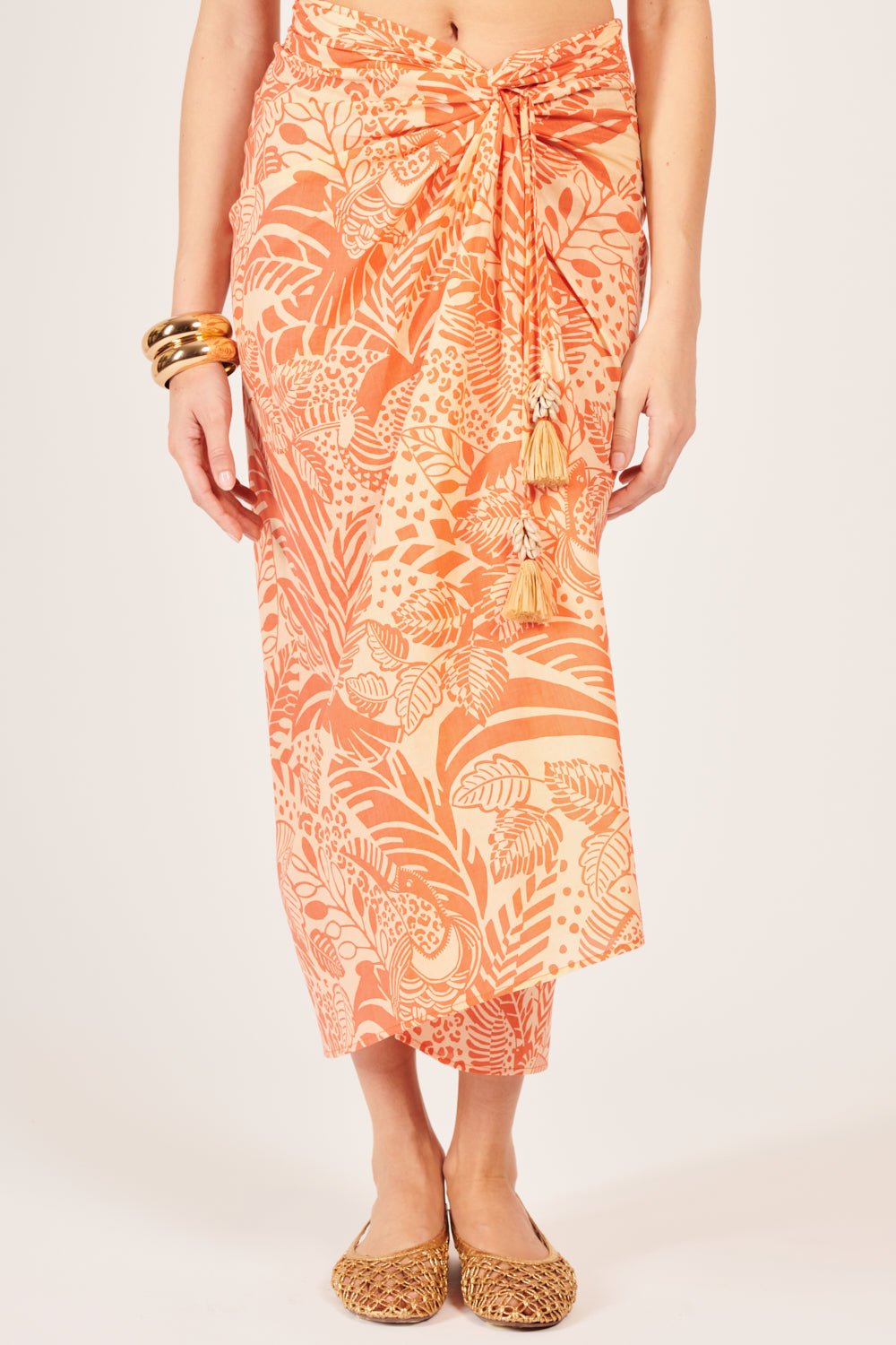 Orange Toucan skirt – Long Skirt Uma by Poupette St Barth, view 3