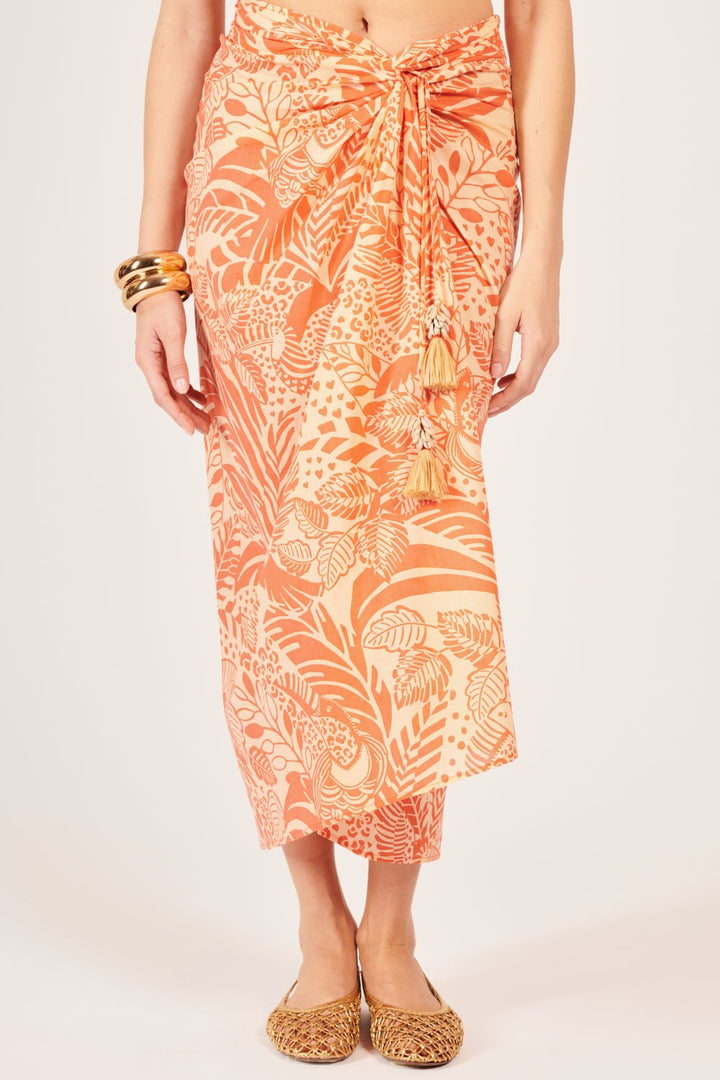 Orange Toucan skirt – Long Skirt Uma by Poupette St Barth, view 3