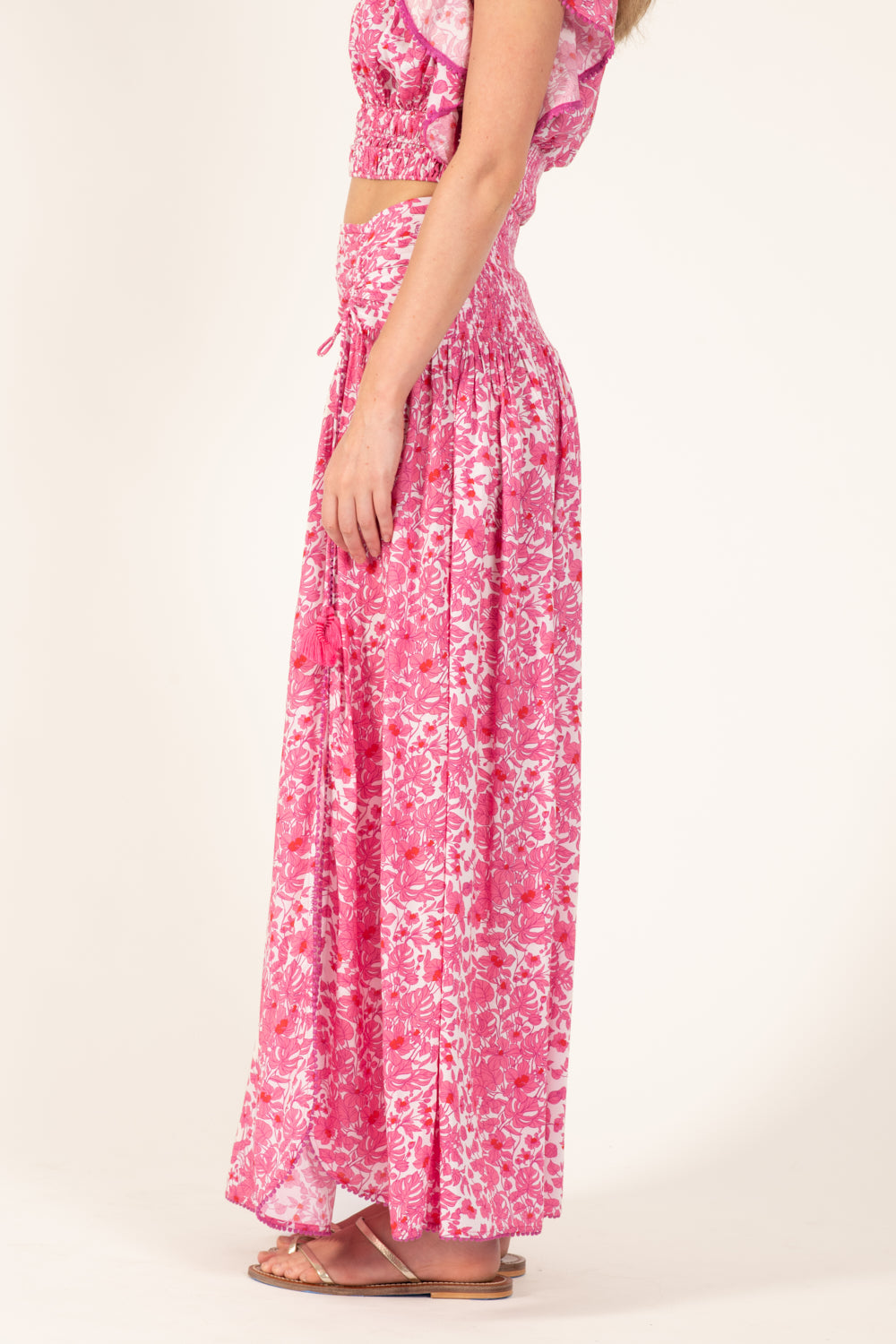 Pink Aquaflora skirt – Long Skirt Carla by Poupette St Barth, view 5