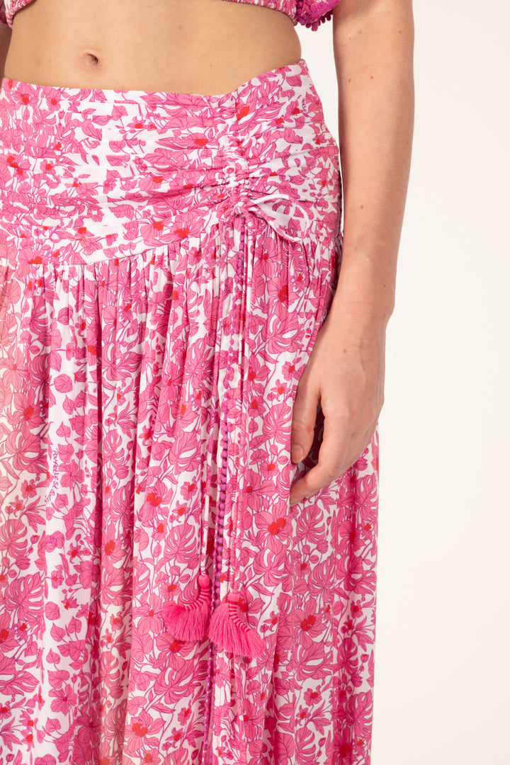 Pink Aquaflora skirt – Long Skirt Carla by Poupette St Barth, view 8