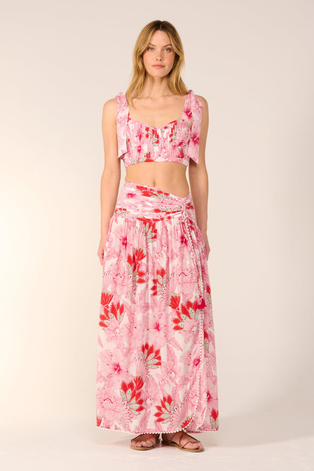 Pink Padang skirt – Long Skirt Carla by Poupette St Barth, view 3