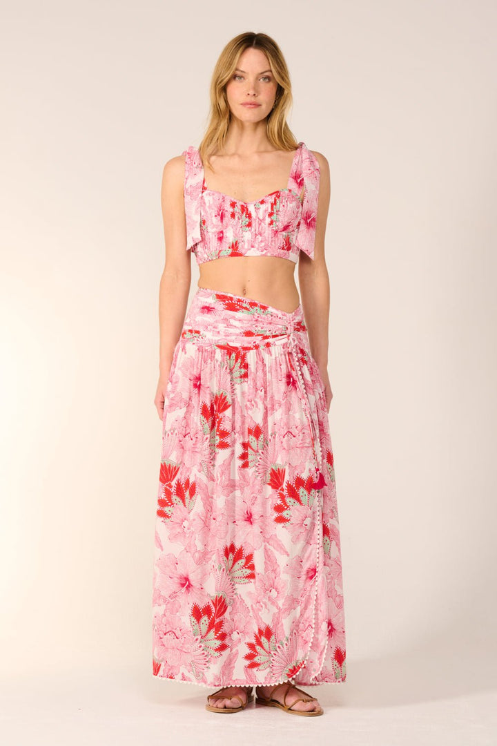 Pink Padang skirt – Long Skirt Carla by Poupette St Barth, view 3