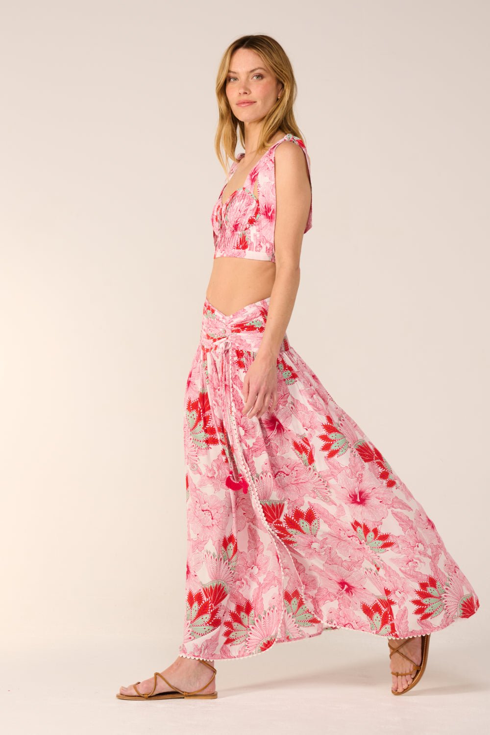 Pink Padang skirt – Long Skirt Carla by Poupette St Barth, view 4