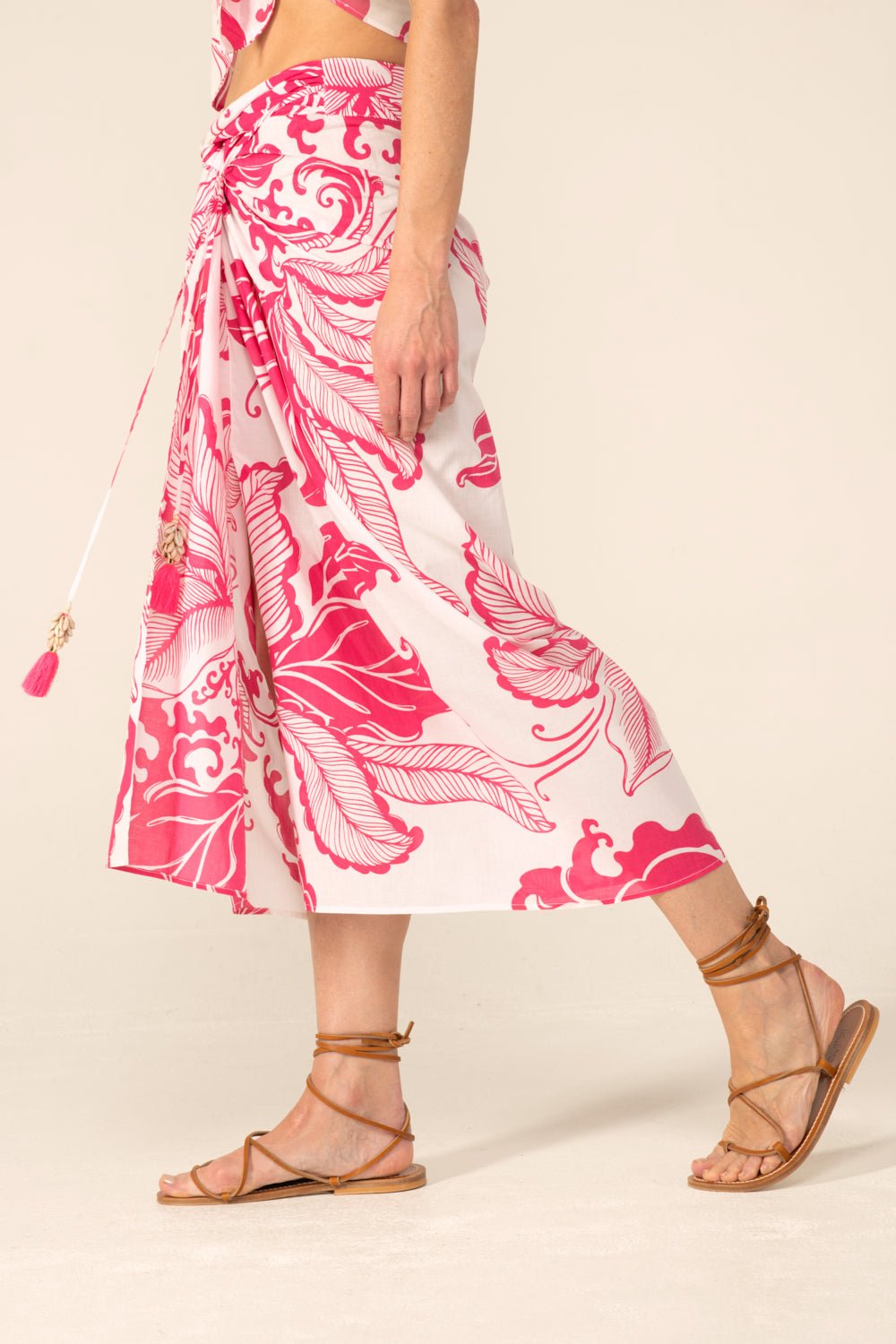 Pink Reef Wave skirt – Long Skirt Uma by Poupette St Barth, view 4