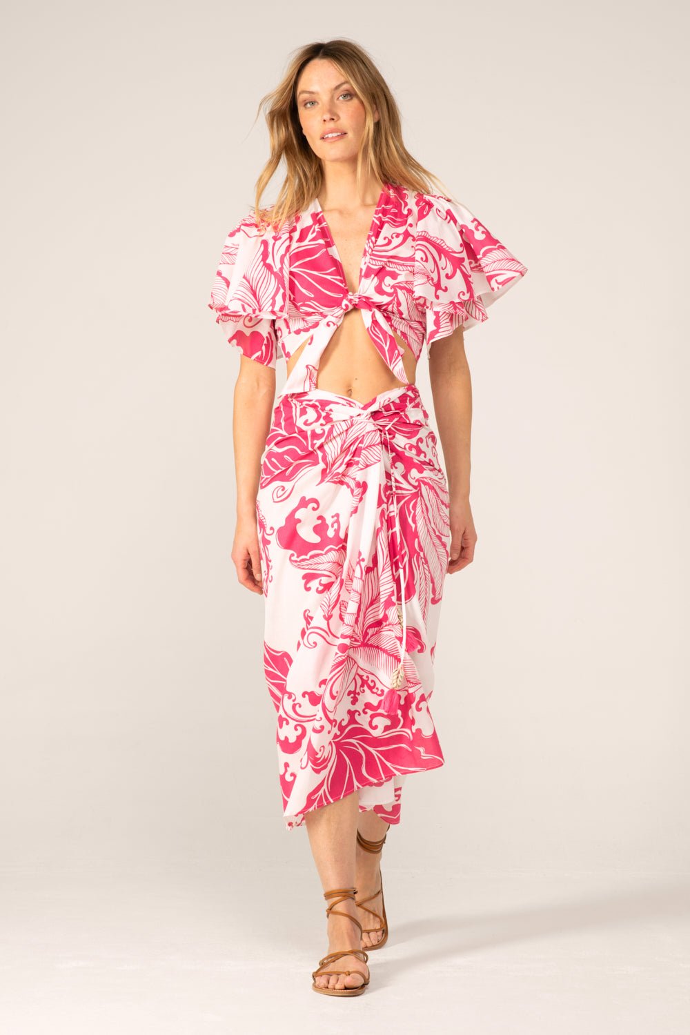 Pink Reef Wave skirt – Long Skirt Uma by Poupette St Barth, view 3