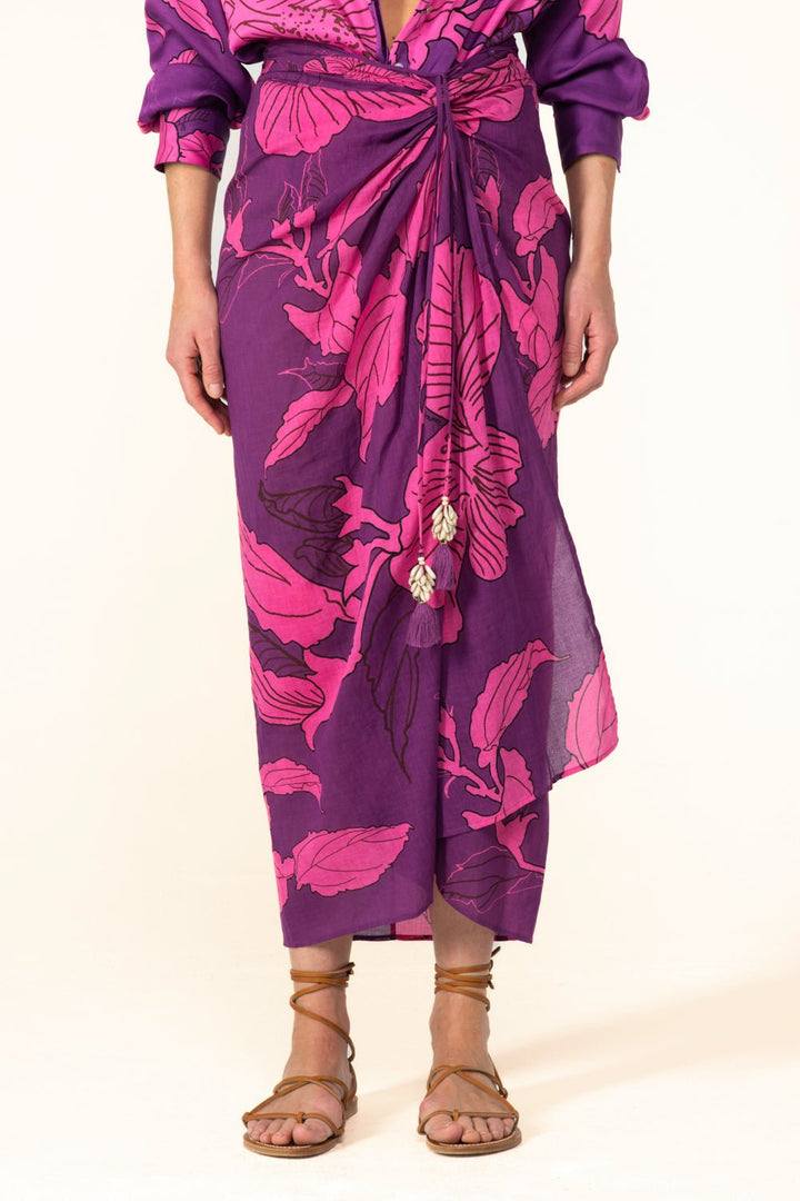 Purple Hibiscus skirt – Long Skirt Uma by Poupette St Barth, view 4