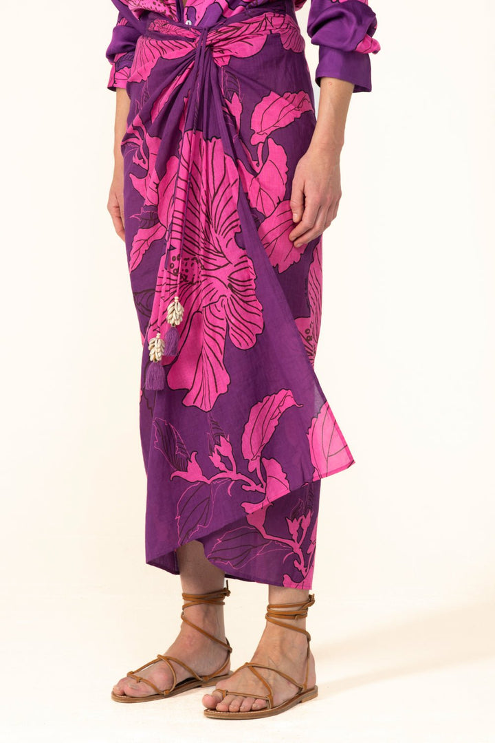 Purple Hibiscus skirt – Long Skirt Uma by Poupette St Barth, view 5