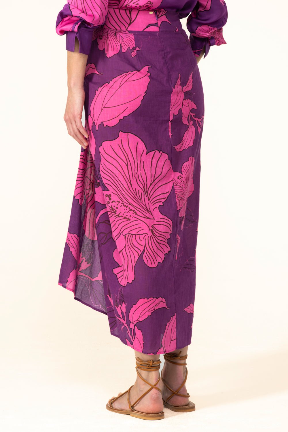 Purple Hibiscus skirt – Long Skirt Uma by Poupette St Barth, view 6