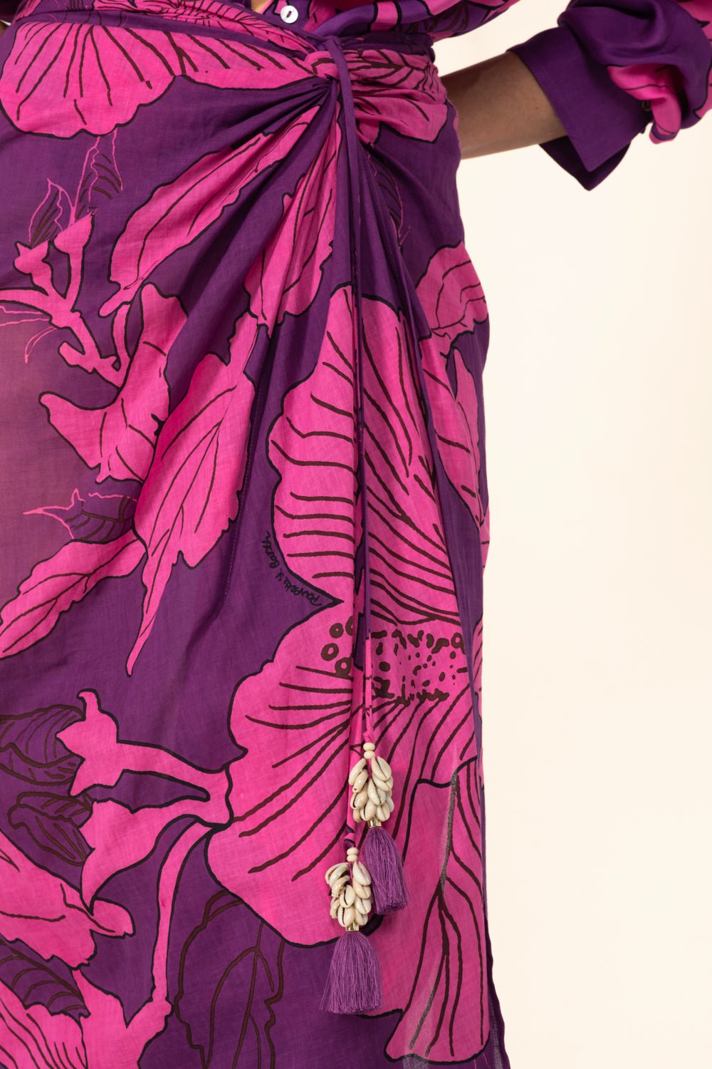Purple Hibiscus skirt – Long Skirt Uma by Poupette St Barth, view 7