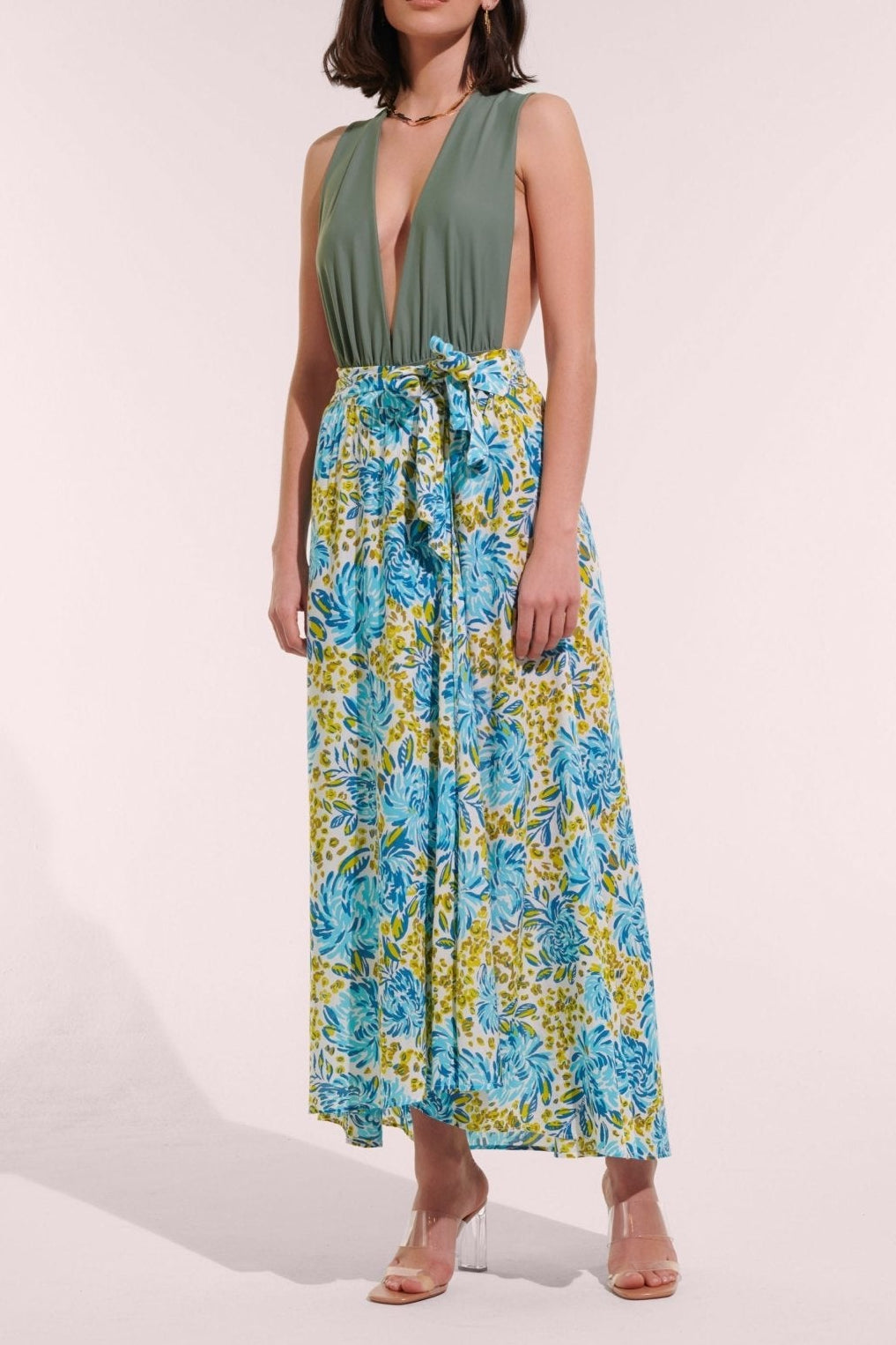 Blue Krysan skirt – Long Skirt Bilitis by Poupette St Barth, fabric detail