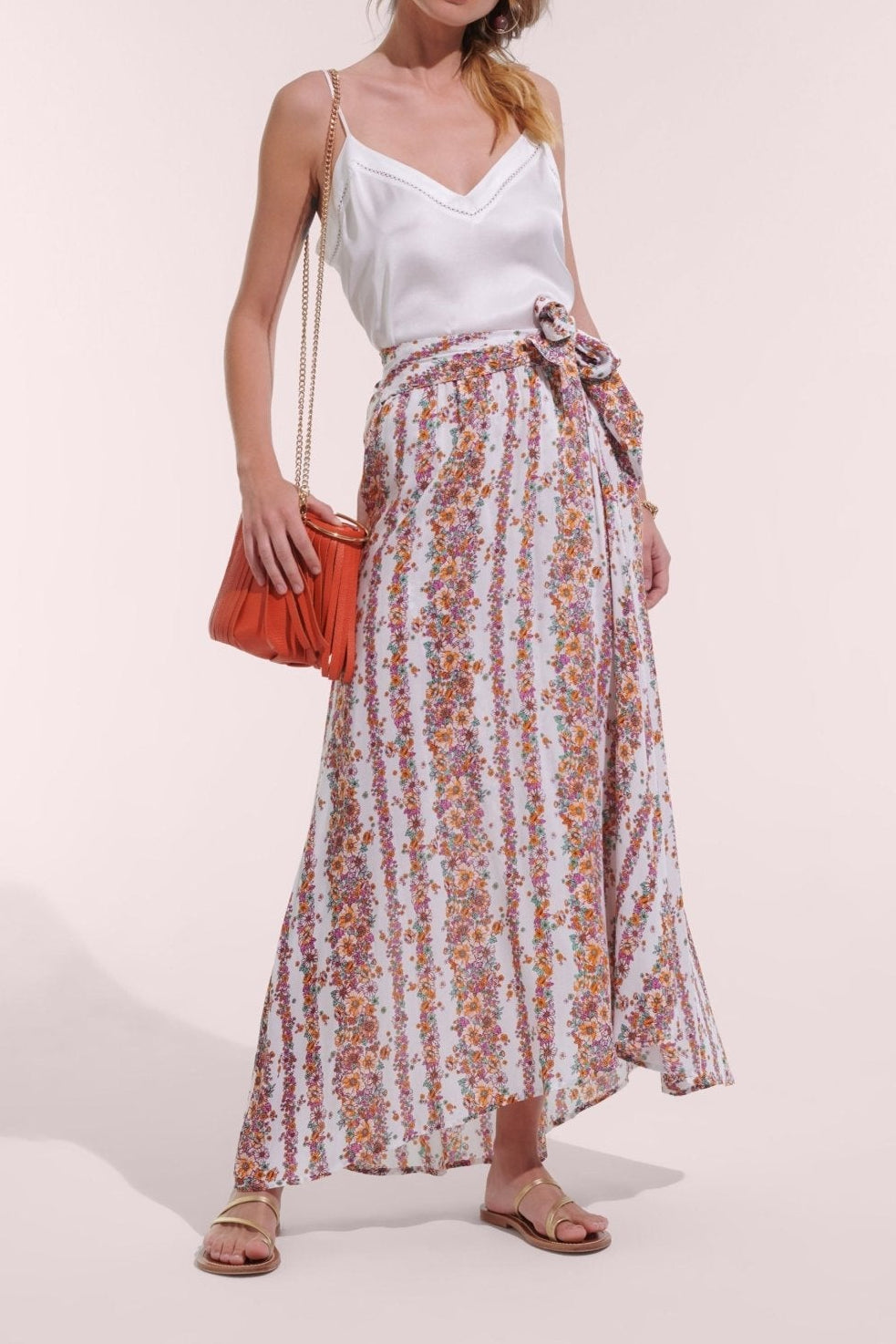 Lavender Waves Flowers skirt – Long Skirt Bilitis by Poupette St Barth, front view