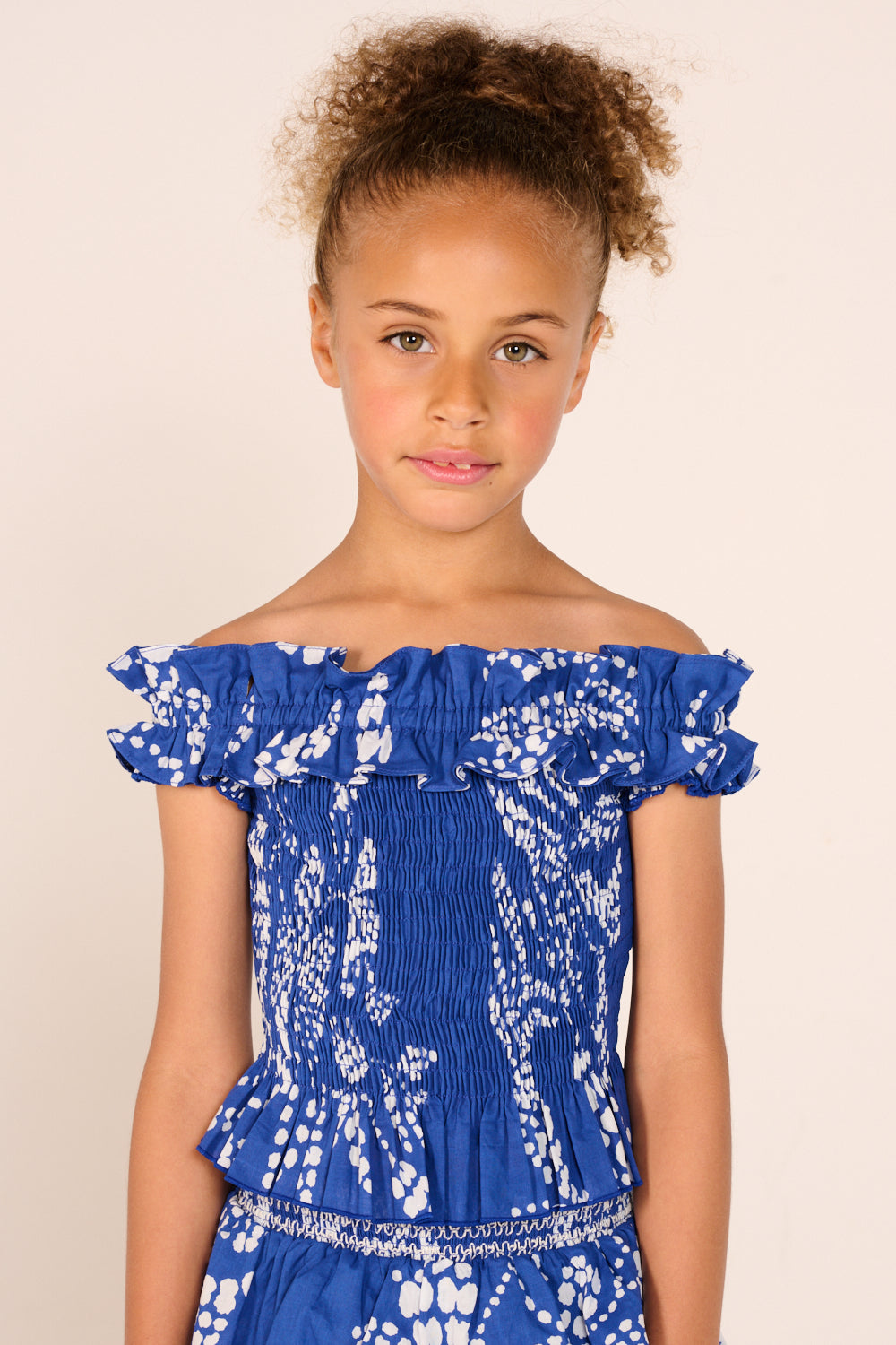 Girls' Blue Austral top – Top Alitza by Poupette St Barth, front view