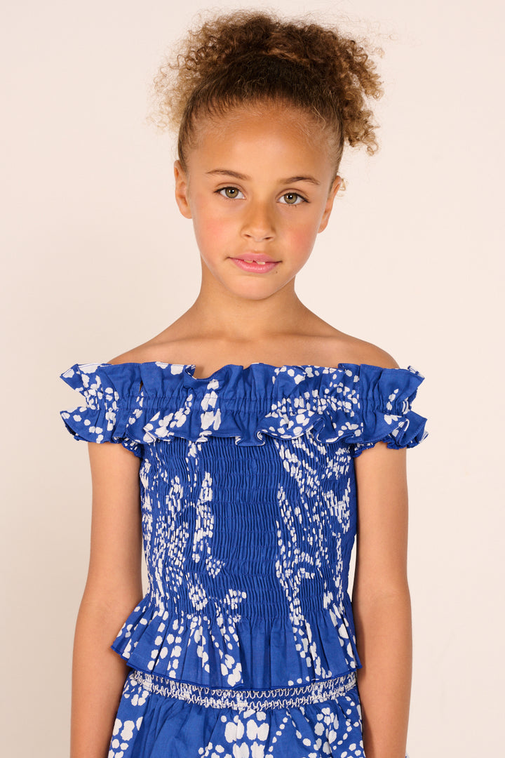 Girls' Blue Austral top – Top Alitza by Poupette St Barth, front view