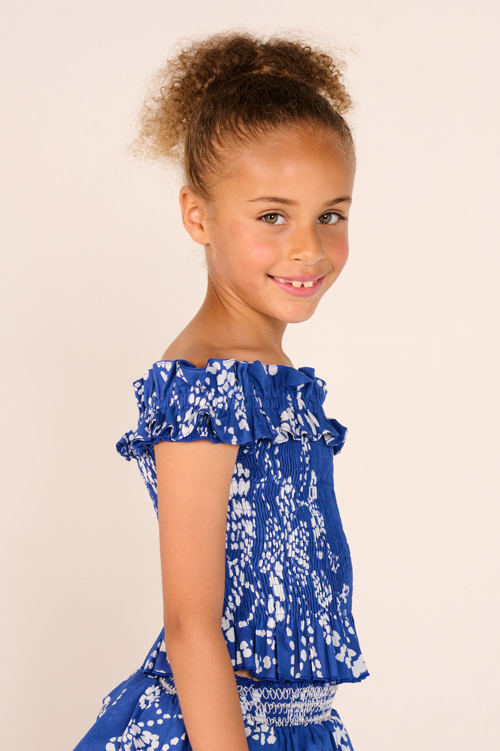 Girls' Blue Austral top – Top Alitza by Poupette St Barth, view 2
