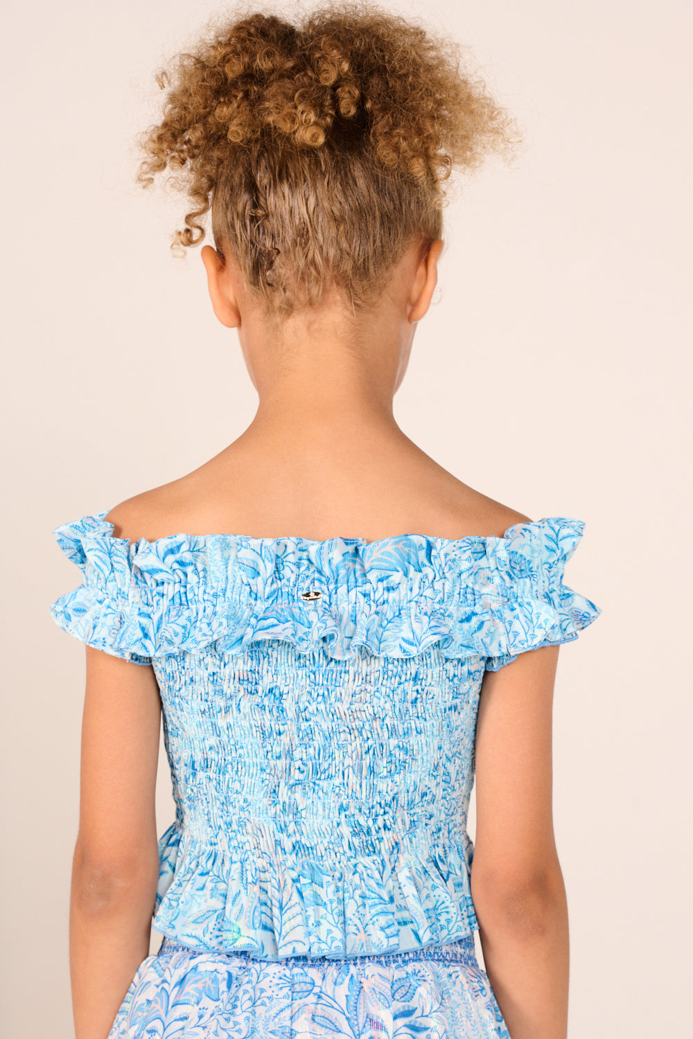 Girls' Blue Palmarosa top – Top Alitza by Poupette St Barth, view 4