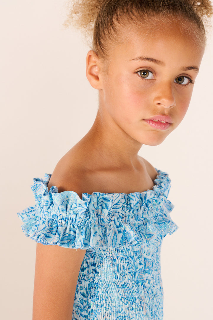 Girls' Blue Palmarosa top – Top Alitza by Poupette St Barth, view 5