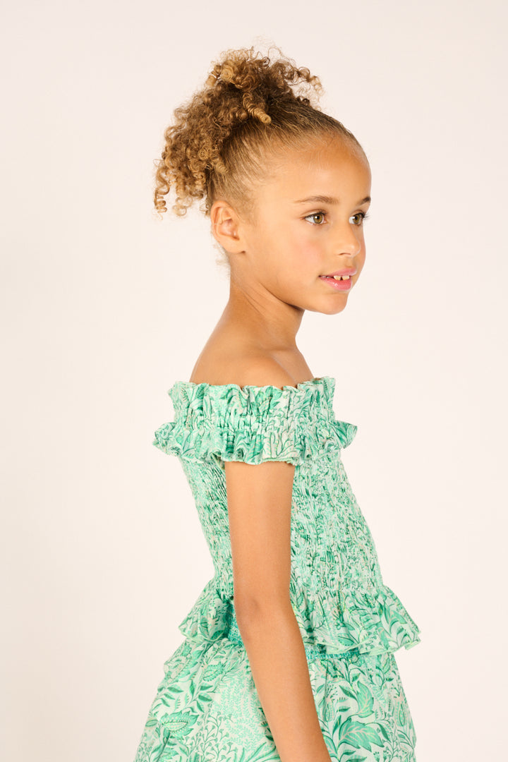 Girls' Green Palmarosa top – Top Alitza by Poupette St Barth, view 4