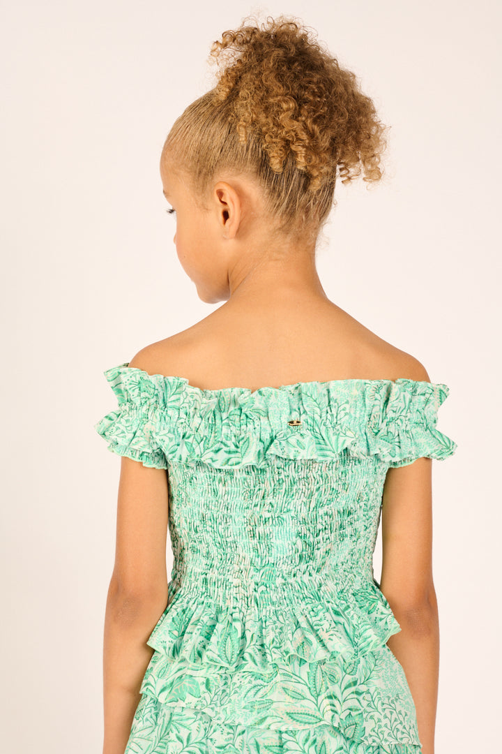Girls' Green Palmarosa top – Top Alitza by Poupette St Barth, view 6
