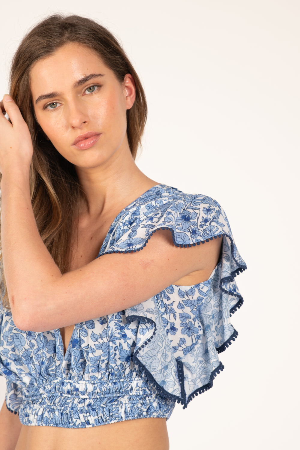 Blue Aquaflora top – Top Pearl by Poupette St Barth, view 4