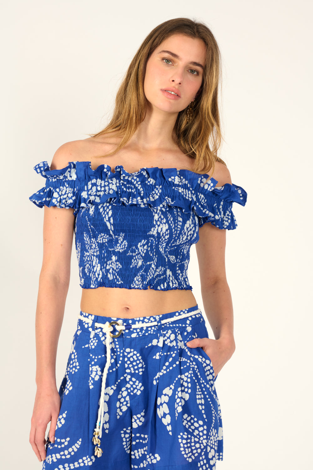 Blue Austral top – Top Alitza by Poupette St Barth, front view