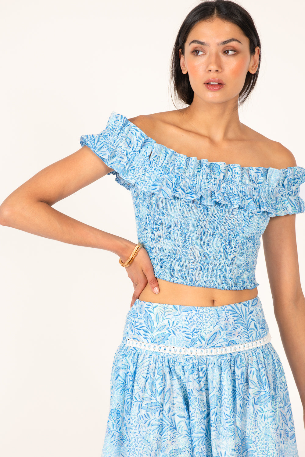 Blue Palmarosa top – Top Alitza by Poupette St Barth, front view