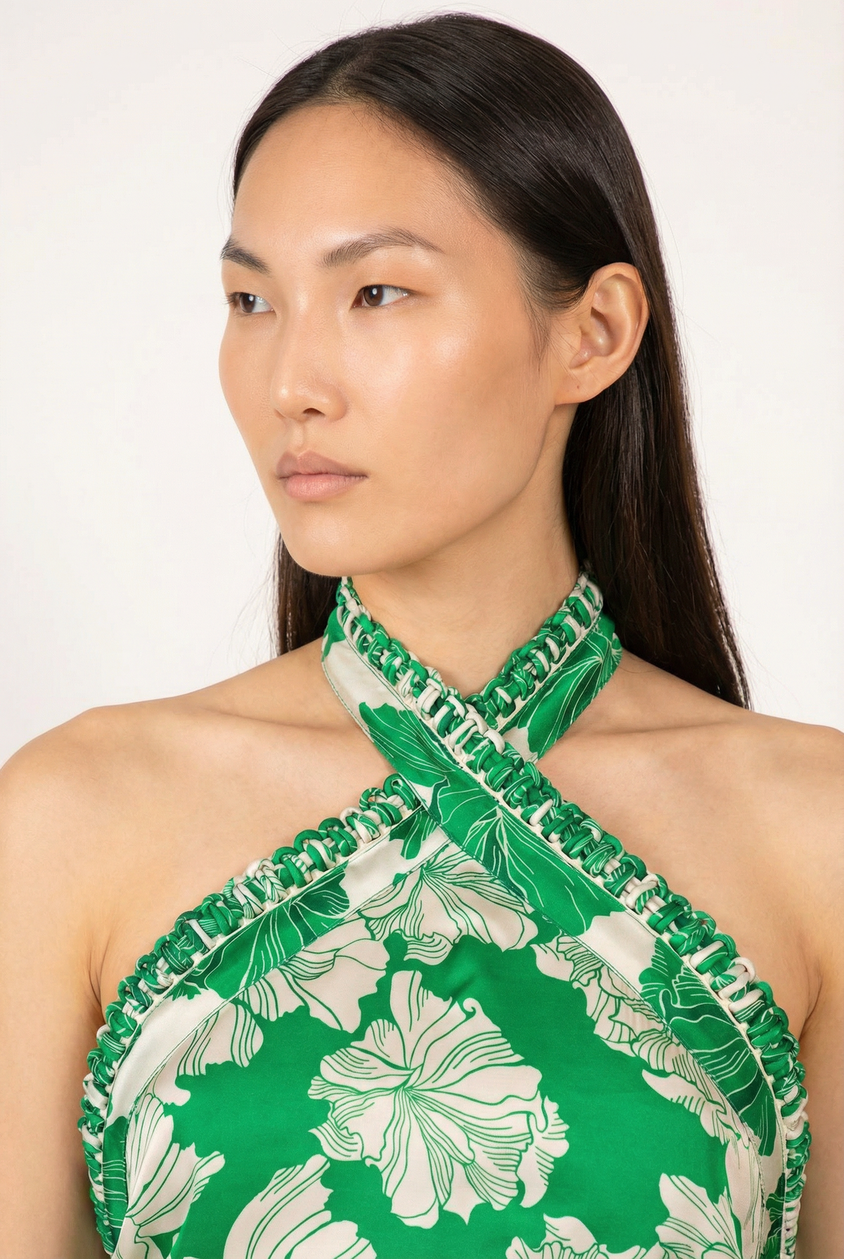 Green Flower Bunch top – Top Suma by Poupette St Barth, fabric detail