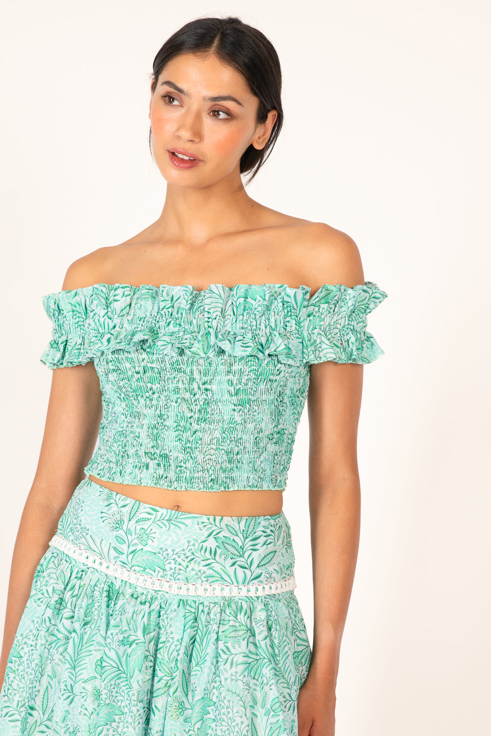 Green Palmarosa top – Top Alitza by Poupette St Barth, view 2