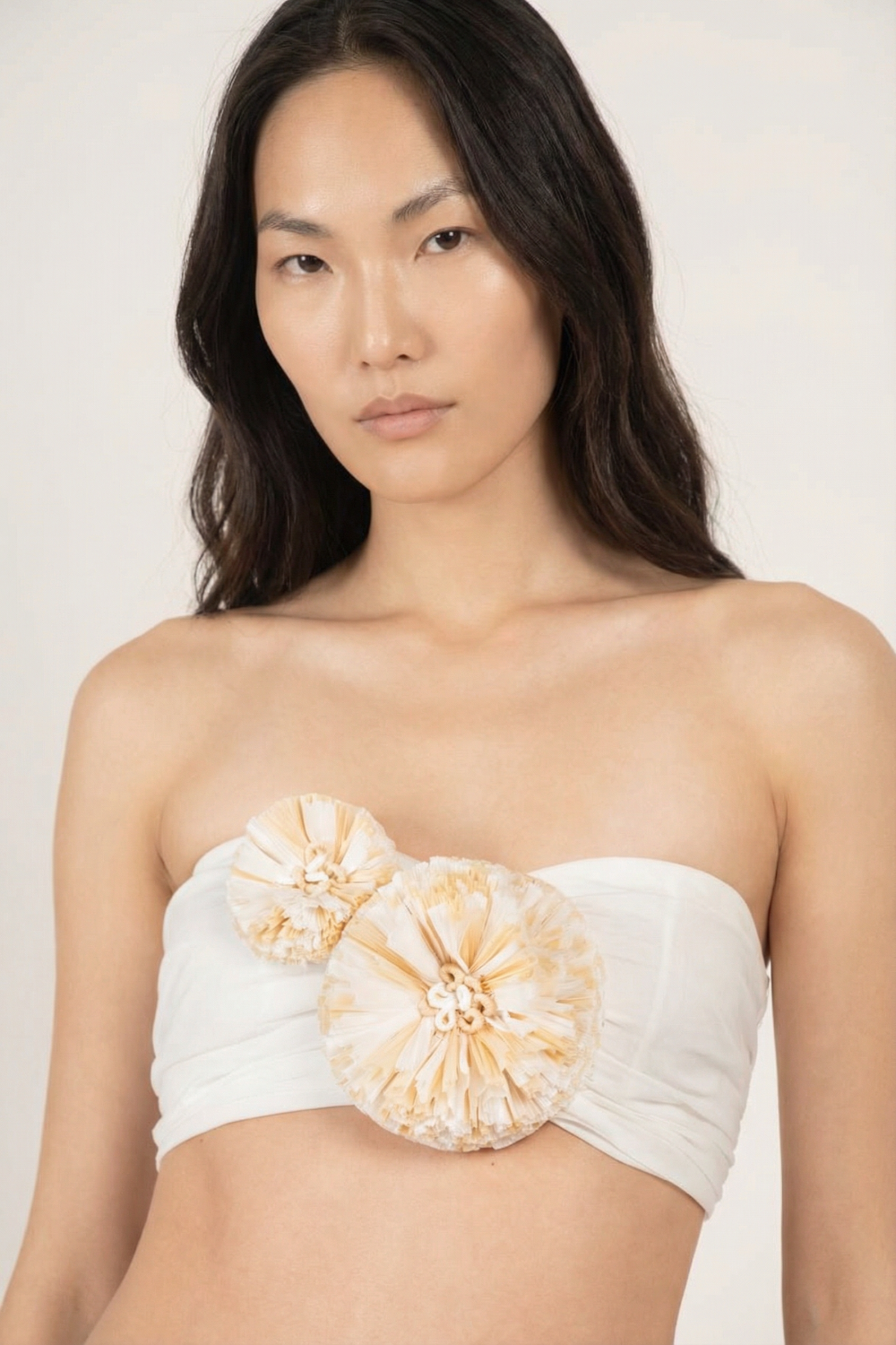 Natural White Provence top – Top Amelia by Poupette St Barth, front view