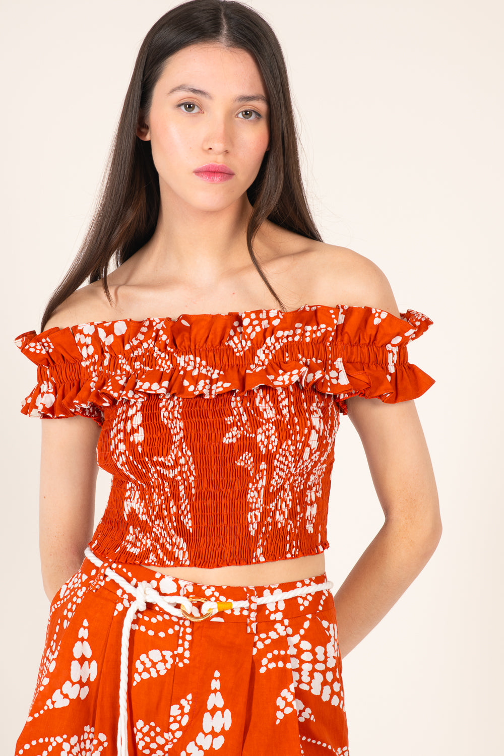 Paprika Austral top – Top Alitza by Poupette St Barth, front view