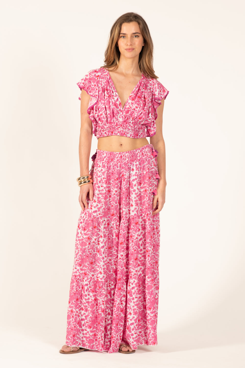 Pink Aquaflora top – Top Pearl by Poupette St Barth, front view