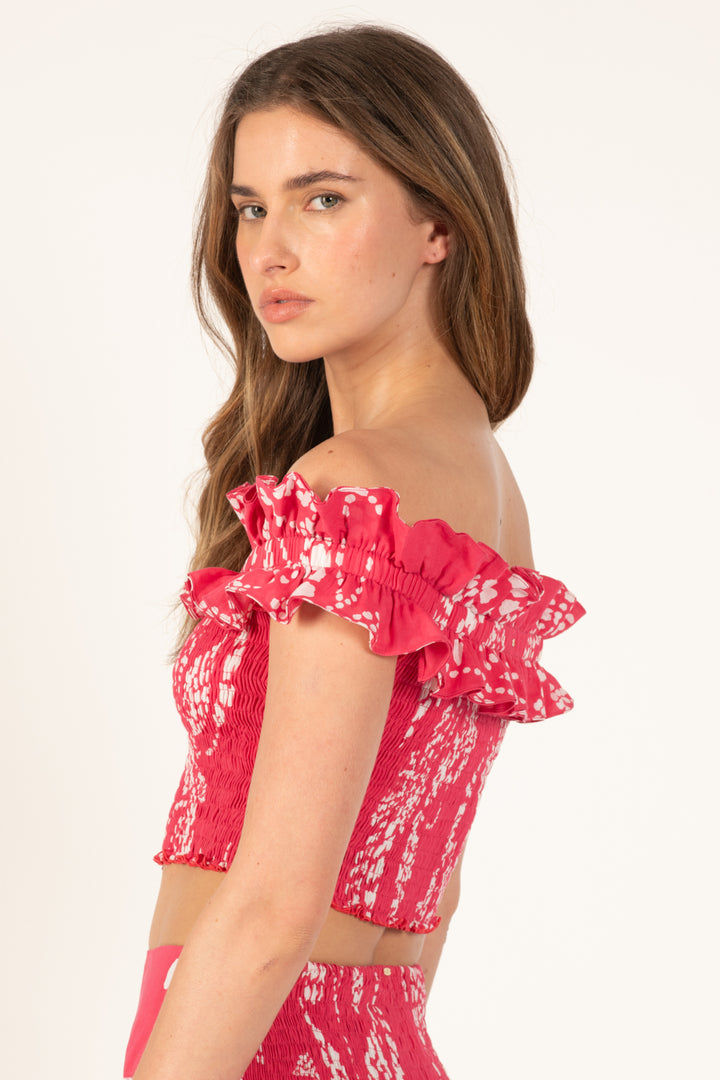 Pink Austral top – Top Alitza by Poupette St Barth, view 4