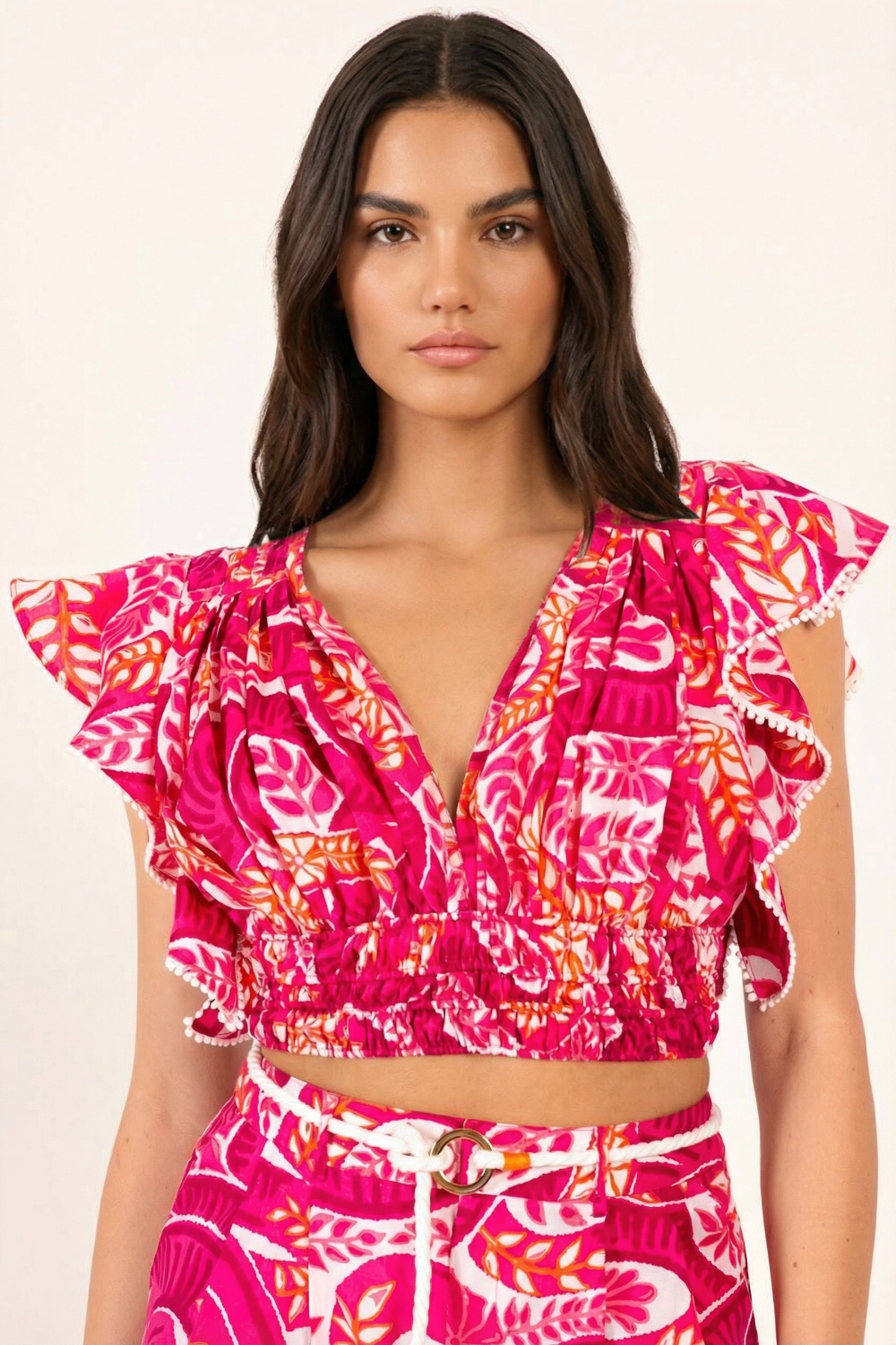 Pink Holy Snake top – Top Pearl by Poupette St Barth, front view