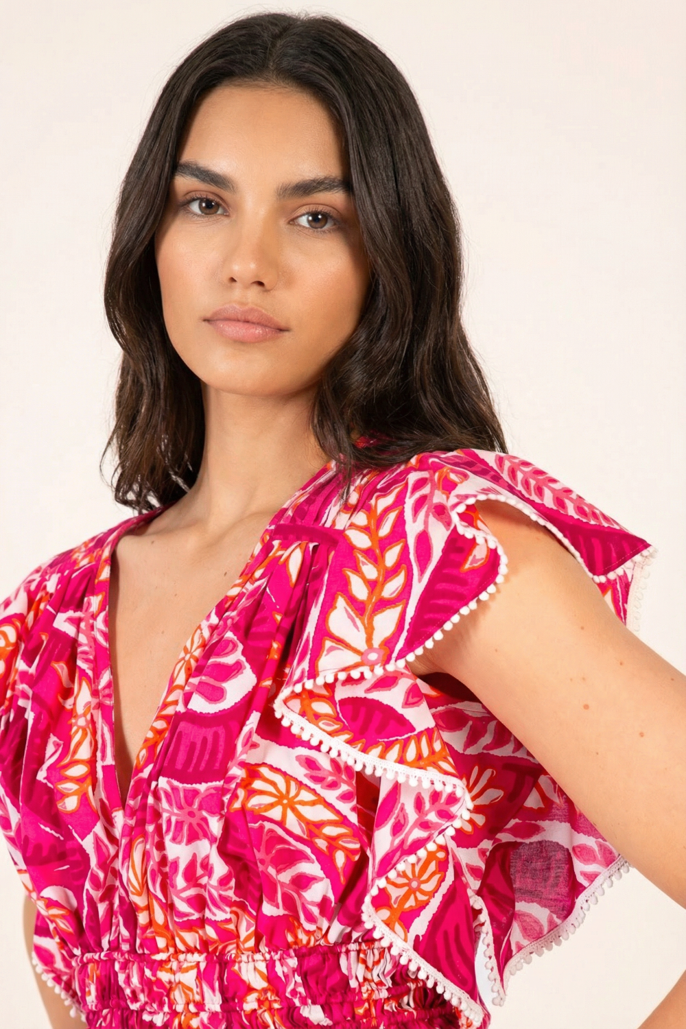 Pink Holy Snake top – Top Pearl by Poupette St Barth, fabric detail