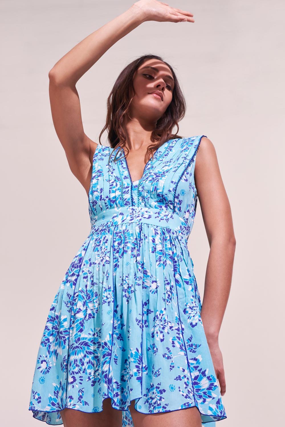 Robe Courte Agnès - Sky Pivoine