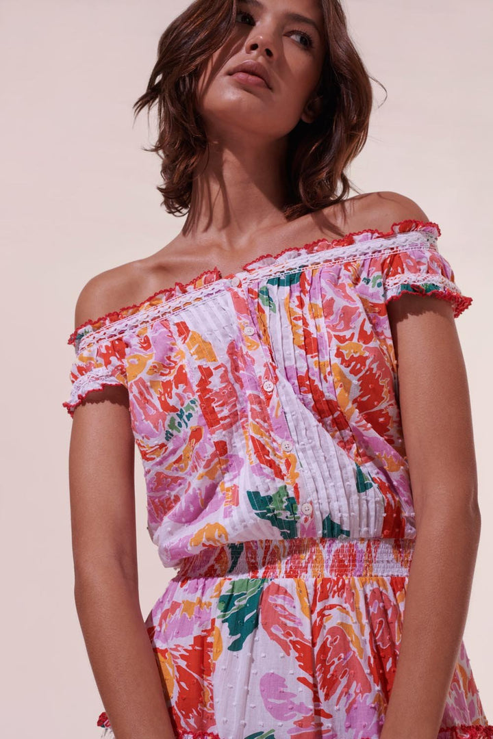 Mini Dress Alba - Orange Macro Peony