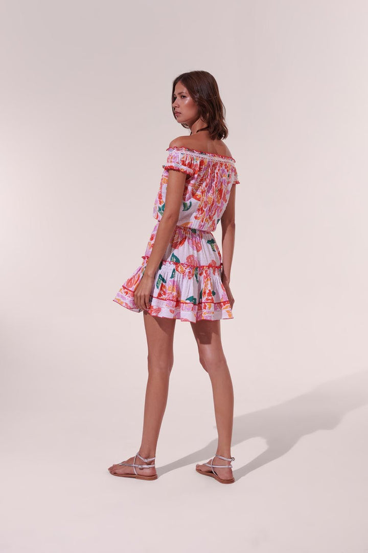 Mini Dress Alba - Orange Macro Peony