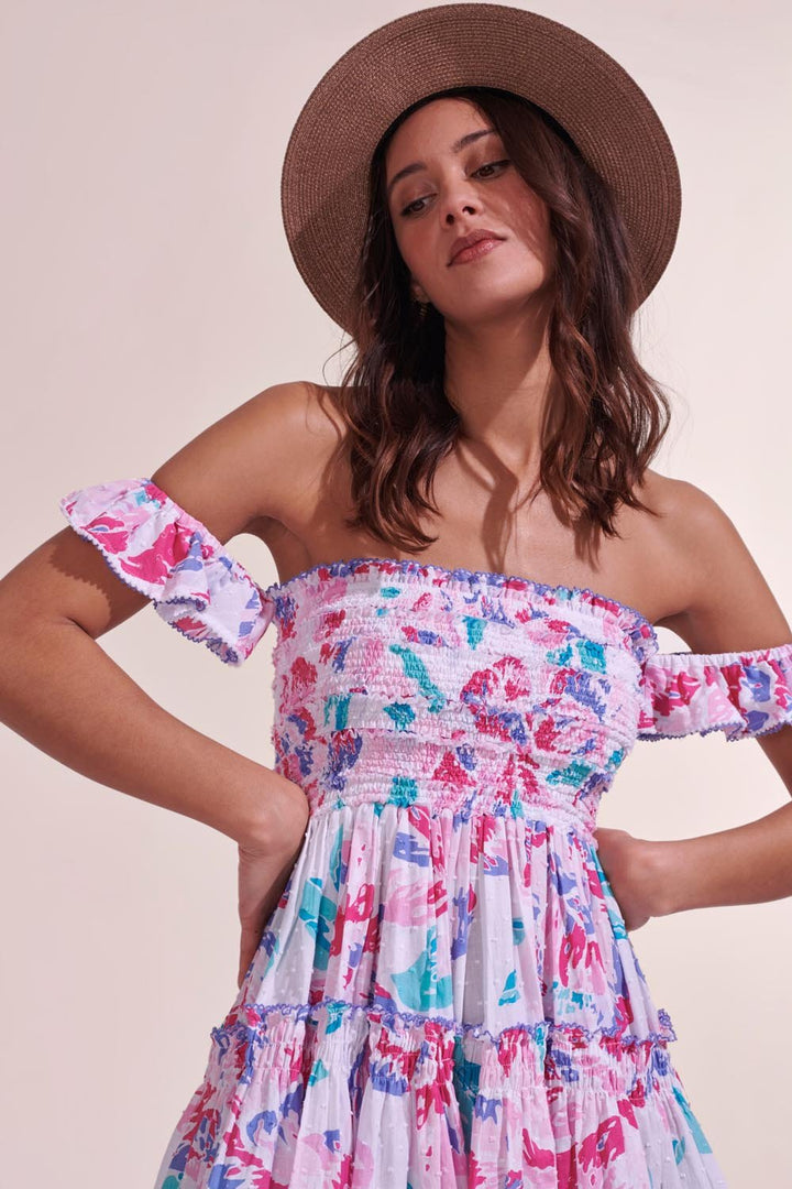 Robe Courte Aurora - Pink Macro Peony