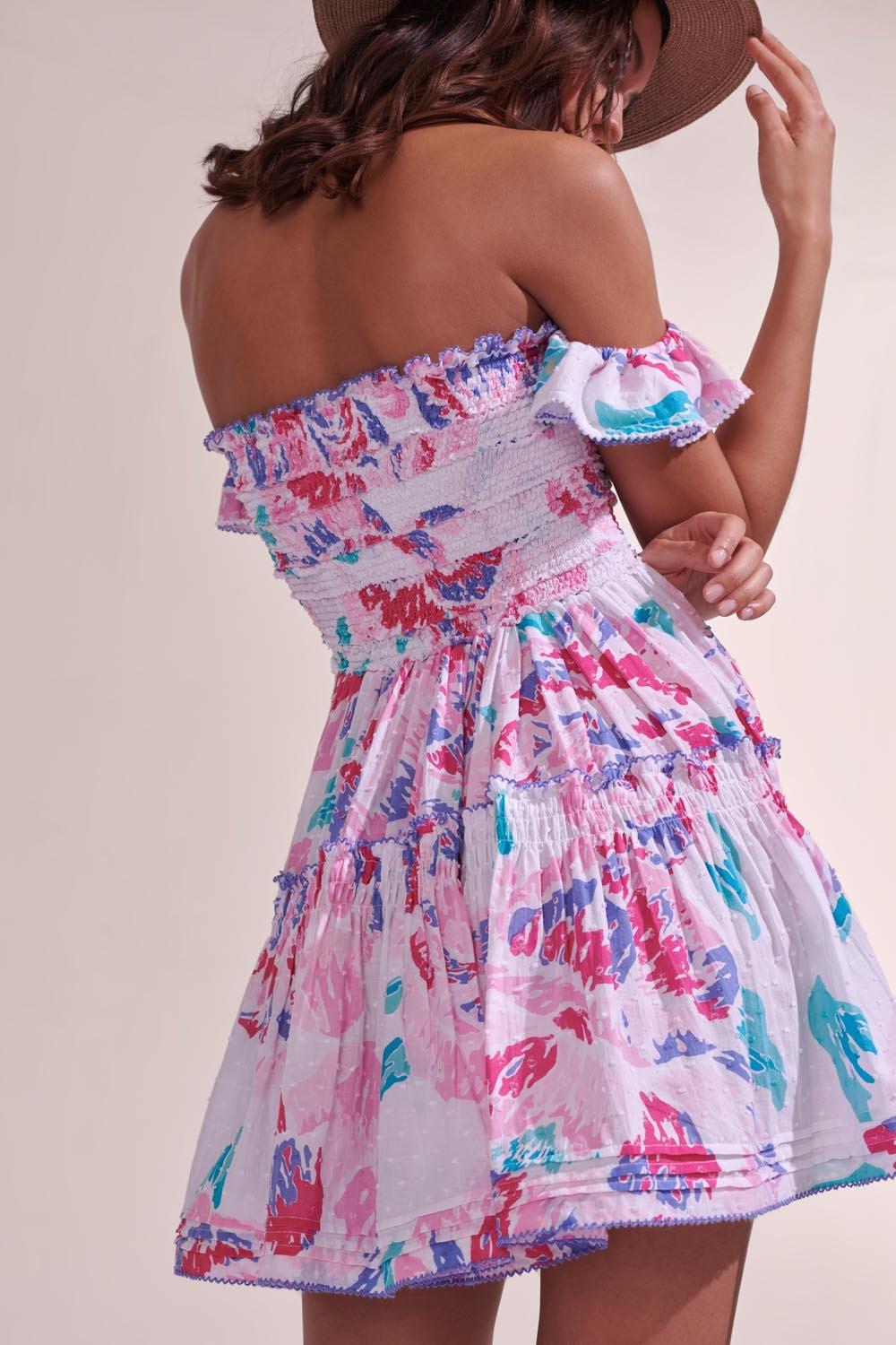 Robe Courte Aurora - Pink Macro Peony