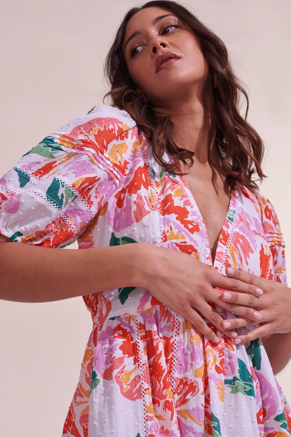 Mini Dress Reine - Orange Macro Peony