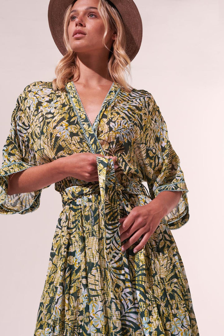 Robe Longue Adha - Green Tropical